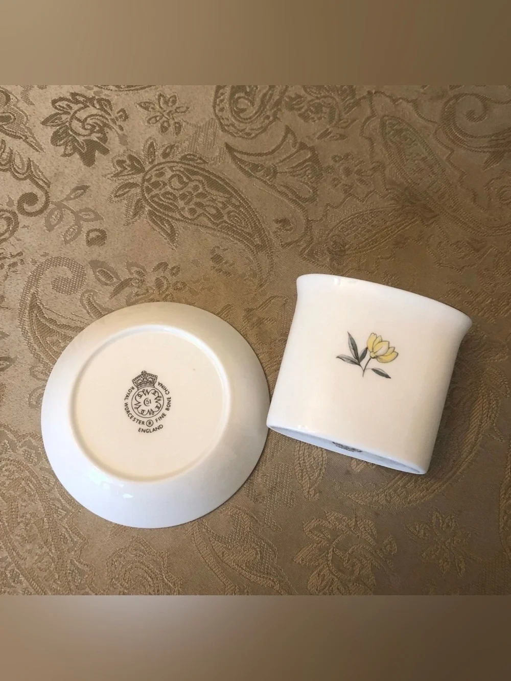 Vintage Royal Worcester Fine Bone China Toothpick Holder & Trinket Dish